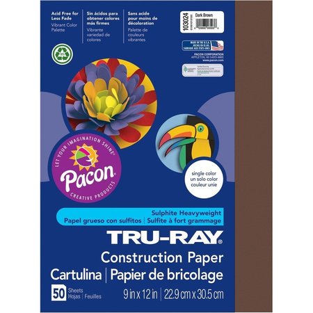 TRU-RAY Paper, Const, 9X12, Drkbn, 50Sh Pk PAC103024
